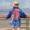 Vintage Fish Print Kimono Outerwear Sun Protective - Modakawa modakawa