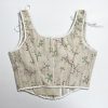 Vintage Floral Print Lace Up Corset Top - Modakawa Modakawa