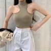 Irregular Pure Color Crop Top - Modakawa Modakawa